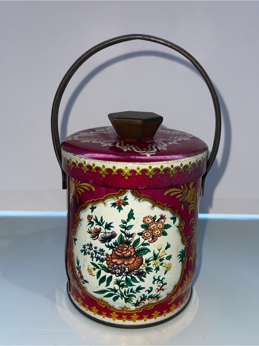 Vintage Murray Allen Floral Tin Canister Decorative Metal Container Made England